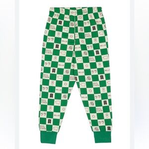Beau Loves Kids Sweatpants True Green Comic Book Check 3-4 New